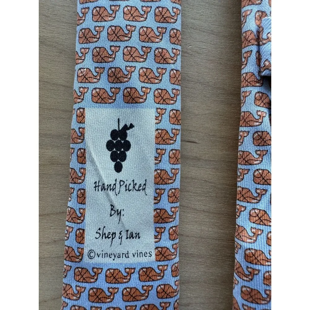 Vineyard Vines Basketball Whale Silk Tie Blue Orange Shep Ian Preppy College